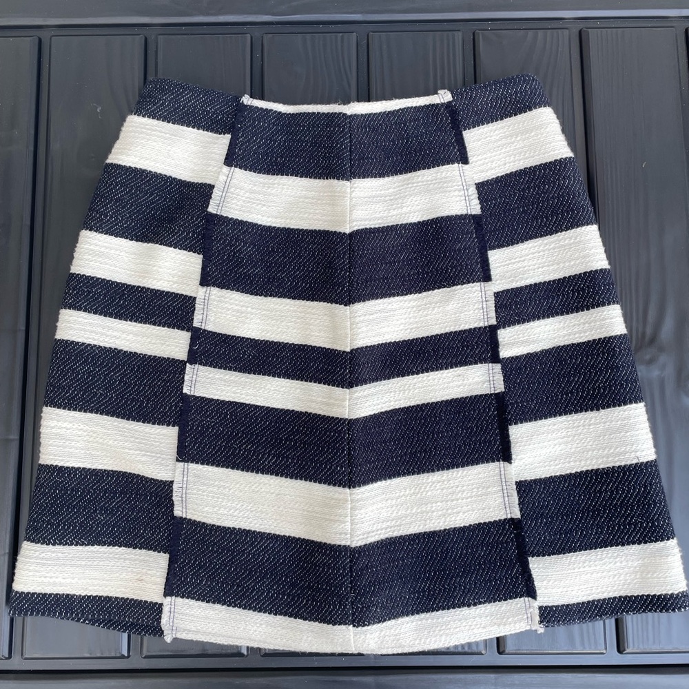 Loft Navy and White Stripe Pencil Skirt